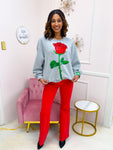 QOS Grey Mega Rose Sweatshirt