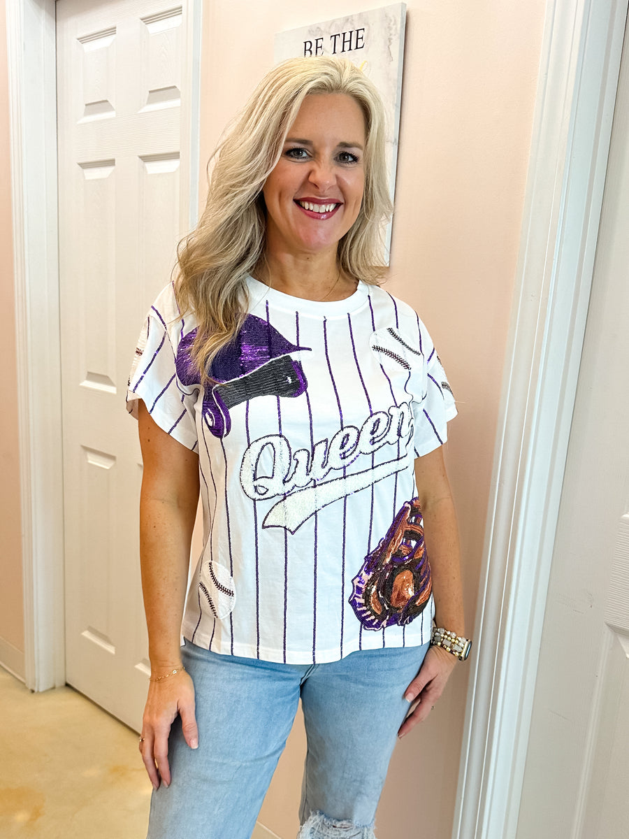 QOS Purple Batter Up Tee – Bayou Belle Boutique